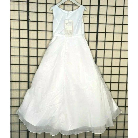 NWT NEW White Satin, Chiffon Sweetie Pie Pageant/Party/Formal Gown 7Y-Fit 7/8/9Y